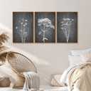Tinonedraw Black and White Floral Framed Canvas Wall Art Set, Vintage Flower Wall Decor, Dark Academia Minimalist Botanical Art Paintings, Wildflower Art Print for Living Room Bedroom Office 16"x24"x3, 24L" x 16W"