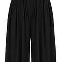 PRETTYGARDEN Women's Summer 2 Piece Outfits 2025 Cap Sleeve Ruched Slim T Shirt Ribbed Knit Wide Leg Pant Sets Tracksuit (Medium, Black)