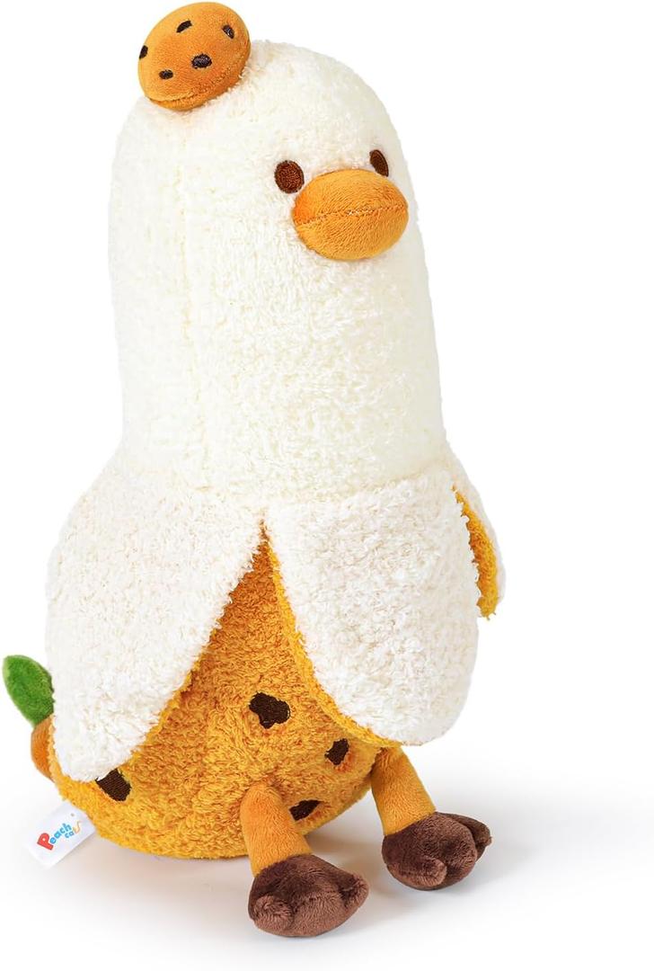 PEACH CAT Cookies Banana Duck Plush Pillow with Chocolate Chip Body Plushies Toy Cute Dessert Stuffed Animals Gifts for Kids Khaki 19.7"