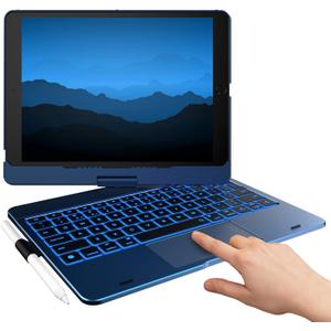 typecase Touch iPad 9th Generation Case with Keyboard (10.2", 2021), Multi-Touch Trackpad, 10 Color Backlight, 360 Rotatable, Thin & Light for 8th Gen (2020), 7th Gen (2019), Air 3 (Midnight Blue) (Midnight Blue)