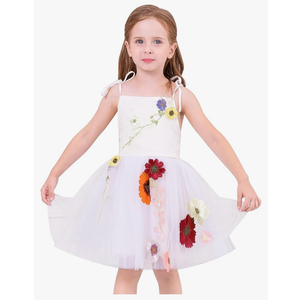 OBEEII Toddler Baby Girls Flower Girl Dress Spaghetti Straps Embroidery Tutu Dress Princess Pageant Birthday Summer Sundress, 18/24M