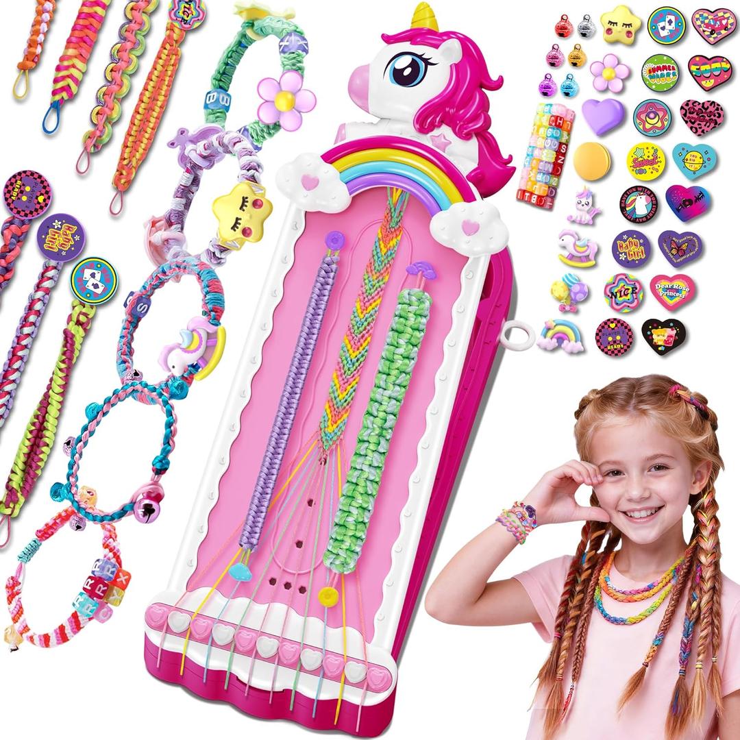 Unicorn Toys for Girls Age 4-6 6-8 8-12, 2-in-1 Friendship Bracelet Making Kit for Girls, Arts and Crafts for Kids Toy,4 5 6 7 8 9 10 11 12 Year Olds Christmas Birthday Gifts,Teen Girl Gift Ideas