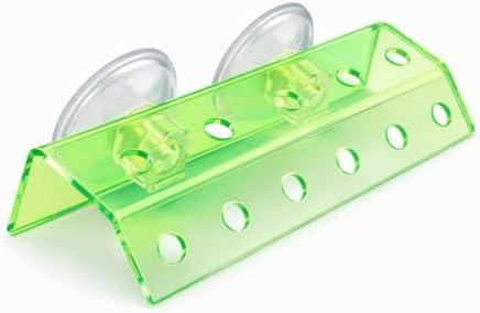 kcrygogo Fluorescent Green Coral Frag Holder Acrylic Coral Rack with Powerful Double Suction Cup Suitable for Household Fish Tanks (10 Plug Holes)