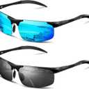 XXL 150MM Sport Semi-rimless Polarized Sunglasses Men, Scratch/Seawater/Oil Resistant Lens, Rugged Al-Mg Frame