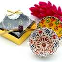 Bridal shower favors, 16 Set of Ceramic Bowls, Wedding Favors for Guests Bulk, Baby Shower Favors Bulk, Mexico Wedding Party Favors, 3.14 inches dimension (Gold Box)