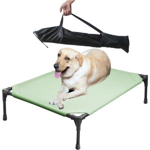 Soft Mesh Elevated Pet Bed for Large Medium Dogs Outdoor Resting Cot with Water-Resistant, Air-Permeable, Cooling and Anti-Skid Portable Dog Bed, Up to 80 lbs, 33.3" L x 25.2" W x 6.9" H, Green