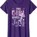 This Girl Loves Jesus Cute Christian Girl Jesus T-Shirt, Large (Purple)