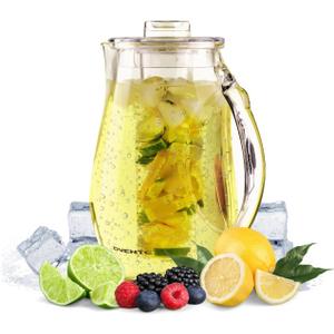 OVENTE Fruit Infusion Water Pitcher 2.5L/85Oz with Removable Lid and Infuser Rod, BPA-Free, Shatterproof Acrylic Beverage Jug for Flavor-Infused Drinks, Lemonade, Juice and Iced Tea, Clear PIA0852C (84.5 Ounces)