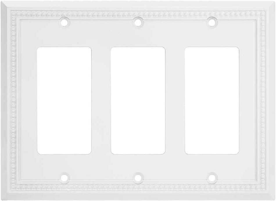 Henne Bery Sunken Pearls Heavy Duty Decorative Wall Plate Switch Plate Outlet Cover (Triple Decorator, White)