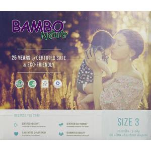 Bambo Nature Eco Friendly Baby Diapers Classic for Sensitive Skin, Size 3 (11-20 Lbs), 66 Count (2 Packs of 33)
