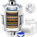 20-Stage Shower Filter-Shower Head Filter for Hard Water, with 3 Replaceable Filter Cartridges, High Output Shower Water Filter for Removing Chlorine and fluoride, Polished Chrome