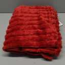 BEDELITE Fleece Throw Blanket for Couch, 300GSM Soft & Warm Fluffy Queen Blanket, Decorative and Giftable Striped Red Blankets for Women, Men, 50"x60"