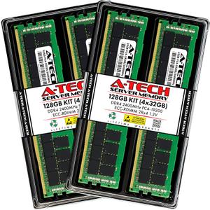 A-Tech 128GB Kit (4x32GB) Memory RAM for HPE Z440 Workstation - DDR4 2400MHz PC4-19200 ECC Registered RDIMM 2Rx4 1.2V - Server