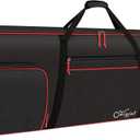 SNIGJAT 88 Key Keyboard Case with Wheels (Interior: 57.2"x18.2"x6.8"), Padded Rolling Piano Case with Adjustable Shoulder Straps and Sturdy Pull Handle, 88 Key Keyboard Gig Bag with 3-Pocket Storage
