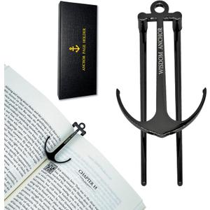 Anchor Page Holder for Hands Free Reading Bookmark Book Opener Reader Gift Metal Portable Music Recipe Book Hardcovers Paperbacks Magazines Clip Accessories, Black