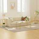 Homleke Glass Coffee Table, Modern Rectangular Coffee Table for Living Room, Minimalist Center Tea Table with Sturdy Metal Frame for Apartment, Office, Easy Assembly, 39.4 x 19.7 x 17.7 Inches, Golden