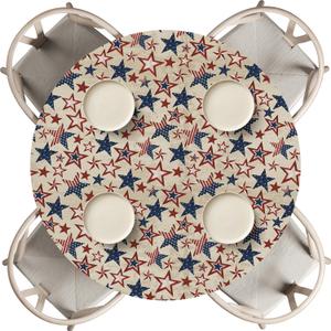 Horaldaily 4th of July Fitted Tablecloth Fit for 64 x 44 Inch Oval, Wooden Vintage Rustic Patriotic Washable Table Cover Elastic Edged for Dinning, Picnic, Camping, Banquet