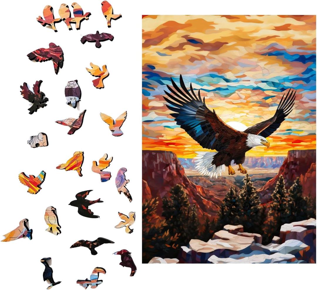 Wooden Puzzles for Adults  200 Piece Premium Wooden Jigsaw Puzzle with Eagle Design, Artistic Animal Puzzle for Relaxation, Unique Gift for Adults and Family