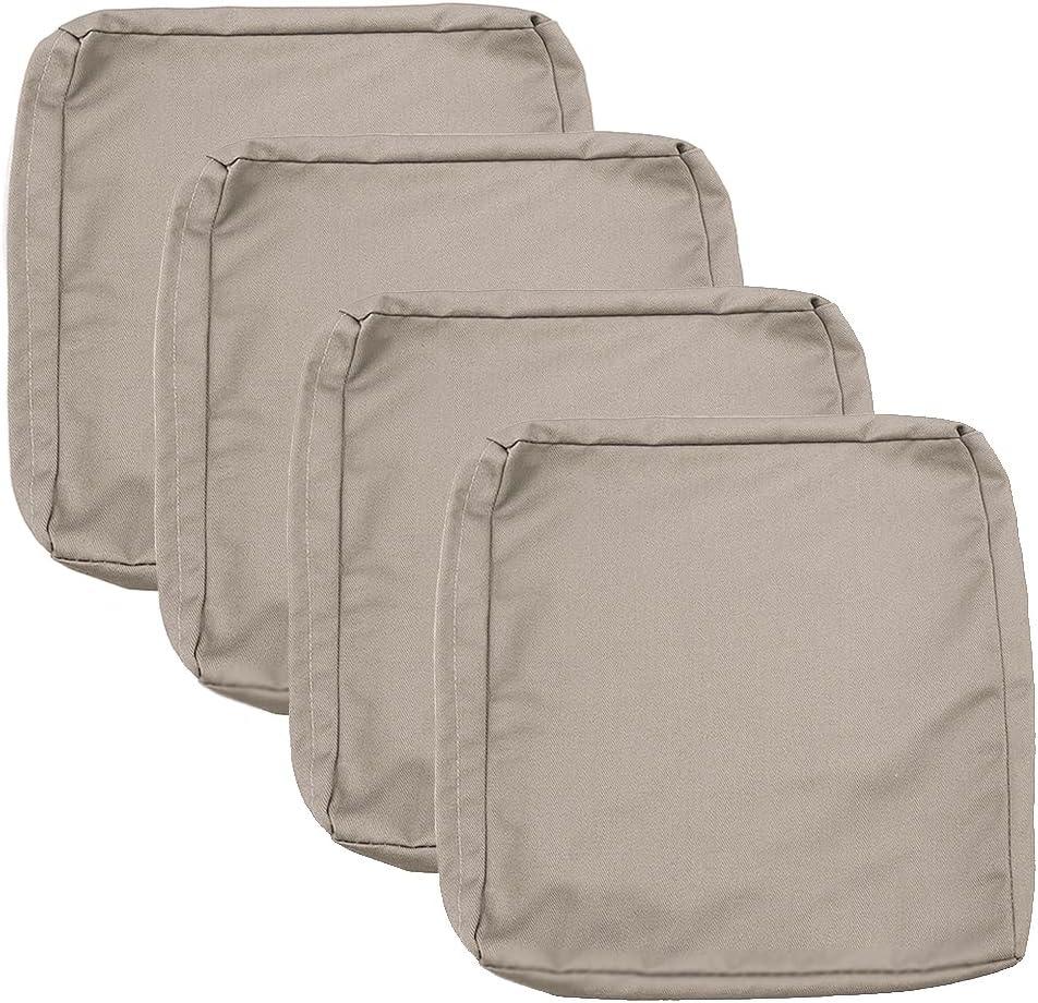 Sqodok Patio Cushion Cover 25x25 inch, Waterproof Outdoor Cushion Covers Replacement for Outdoor Furniture, Large Cushions Slipcover Set of 4 Sectional Cushions Cover for Sofa Couch Chair, Tan