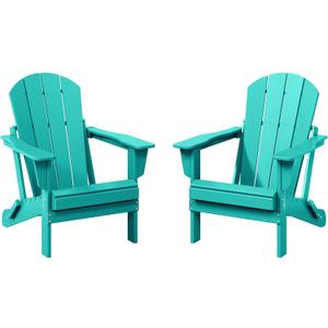 WestinTrends Malibu 2 Piece Set Outdoor Folding Poly Adirondack Chair, Turquoise (Turquoise)