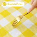 misaya Round Waterproof Vinyl Table Cloth, Buffalo Flannel Backed Tablecloth, Wipeable Plastic Table Cover for Dinner, Kitchen, Picnic (60", Yellow and White)