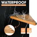 ENKEZI Acacia 2,3 Tiers Corner Shower Shelf, Triangular Corner Shelf Wooden Bathroom Shelf for Tiled Wall, Shower Corner Shelf, No Drilling Requied (2)