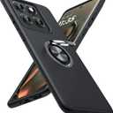 JAME for Motorola Edge 2025 Case, Dual Layer Military Grade Protection Shockproof Cover with Ring Holder Stand Kickstand, Slim Fit Protective Phone Case for Motorola Moto Edge 2025, Black