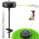 30ft Dog Tie Out Cable and Stake, 360No Tangle Heavy Spiral Dog Steel Anchor and Retractable Leash for Small to Large Dogs Up to 10-90 lbs Lead for Outside Yard Camping Park