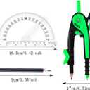3 x Unjoo Compass and Protractor Set, 6 Inch Swing Arm Protractor (Dark Green)