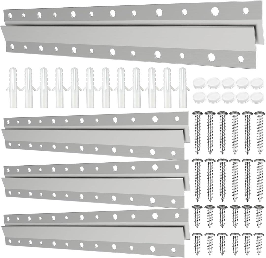 12"-4 Pairs French Cleat Hanger,Z-Hanger Picture Hanging Kit,Wall Mounting Brackets Cleat Picture Hanger Kit Z Bar Clips for Hanger Supports 60 lbs,Z Bar Hanger for Pictures,Mirrors,and Art (12"-4Pairs)