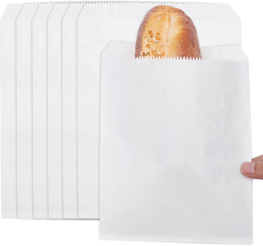 100-pack 5x7 Inches White Kraft Paper Bags for Bakery Cookies Treats Snacks Sandwiches Popcorn Small Gift bag