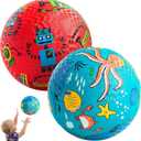 PlayZap 2 Pack Playground Balls for Toddlers, Kickballs for Kids 3-12, 8.5" Rubber Bouncy Balls with Pump, Indoor & Outdoor Dodgeball Toys for Boys & Girls Gifts, Red Blue
