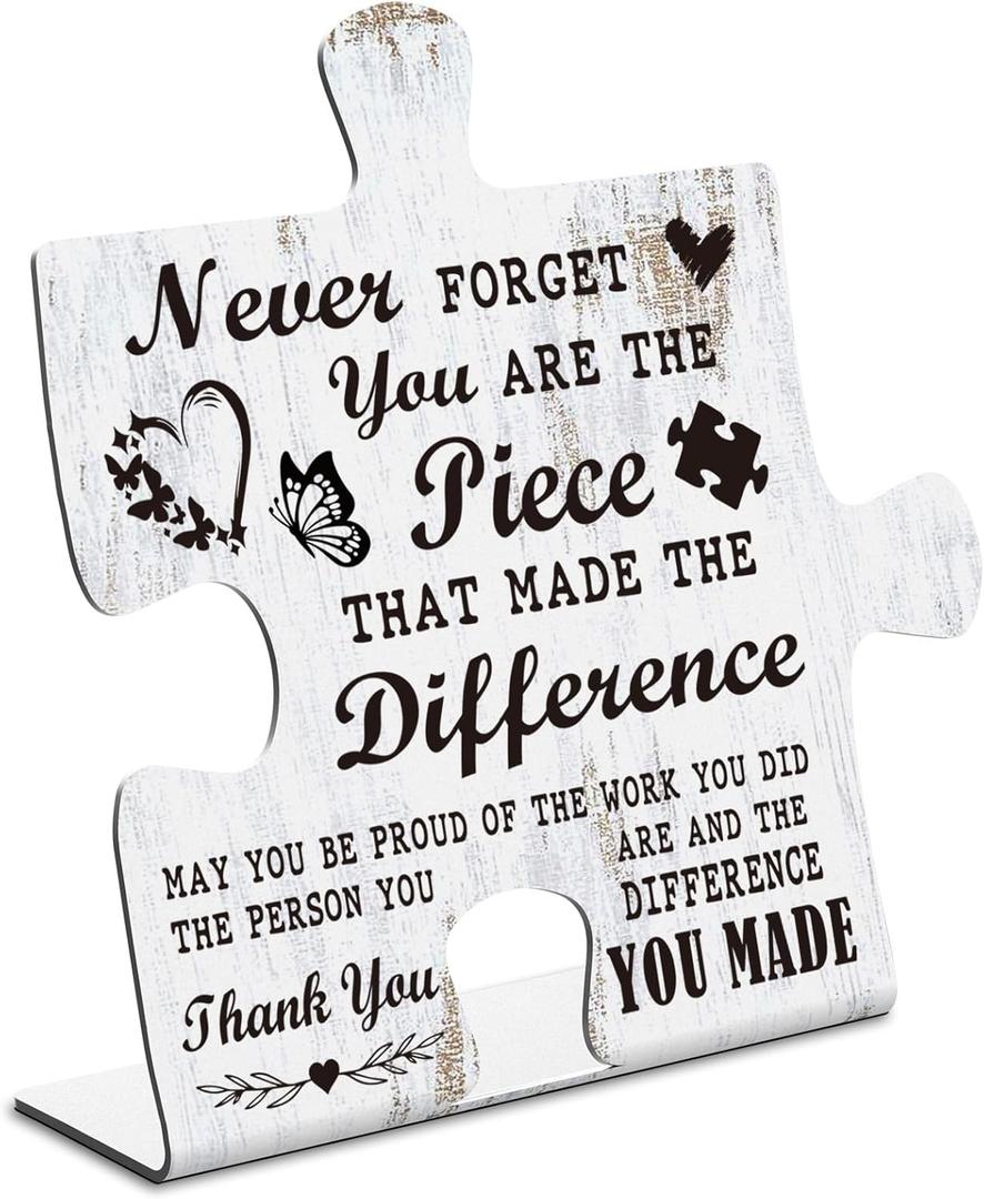 Thank You Gifts Never Forget You Are The Piece that Made the Difference, Farewell Goodbye Appreciation Retirement Gifts for Coworker Boss Friend, Metal Puzzle Office Signs & Plaques xpp231