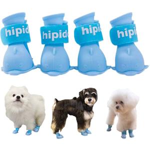 4Pcs Waterproof Dog Boots Dog Shoes Booties for Snow and Rain Teddy Pomeranian Bichon Small Dogs (Blue, Medium)