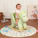 Dinosaur Rocking Horse with Sound and Music for Ages 12-36 Months, Green, 27.95" L x 12.6" W x 22.44" H
