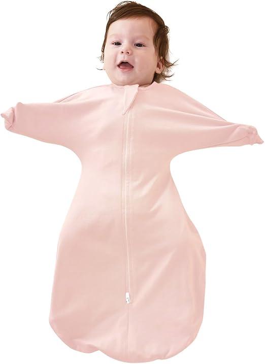 ZIGJOY Baby Transitional Swaddles for Newborns: 0.5 Tog Arms Up Sleep Sack 3-6-12 Months Soft Cotton Shark Fin 2 Way Zipper, Medium 