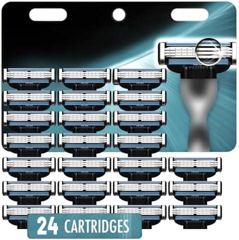 Mach 3 Razor Refills for Men,Razor Blade Refills for Men Compatible with mach 3 razor blades refills with Mach3 Razors, Dual Lubrication Blades for Extra Close & Comfortable Shave