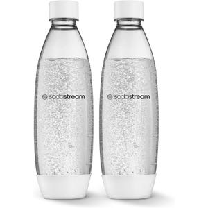 Sodastream 1L Twin Pack Dishwasher Safe Slim Bottle (White) (33.8 Ounces)