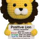 Mini Handmade Positive Lion Crochet Animals Emotional Support Crochet Gift,Birthday Gifts for Women, Halloween,Christmas,Anniversary,Back to School Students