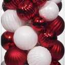 50ct Red and White Christmas Ornaments Set, 2025 Shatterproof Christmas Tree Decorations, Christmas Ball Ornament, Vintage Classic Christmas Ornament Bulk for Christmas Decorations Indoor