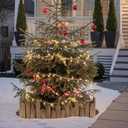 Christmas Tree Edging, Wooden Edgings for Christmas Tree gate, Edging Border Mini Christmas Tree Edging Barrier, Home Garden Christmas Tree Edging Edge, 5.9" H x 4ft L (2 Pack)