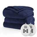 Sunbeam Royal Luxe Microplush Heated Electric Blanket Queen Size, 90" x 84", 12 Heat Settings, 12-Hour Selectable Auto Shut-Off, Fast Heating, Machine Washable, Warm and Cozy, Orion Blue