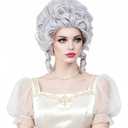 Rugelyss Vintage Short White Silver Curly Beehive Wig Updo Wigs for Women fits Halloween Party or Costume Wig Halloween Cosplay
