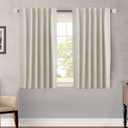 H.VERSAILTEX Light Reducing Curtains Thermal Insulated Window Treatment Panels Room Darkening Privacy Assured Drapes for Living Room Back Tab/Rod Pocket Bedroom Drapes 2 Panels, Ivory - 52 x 45 Inch