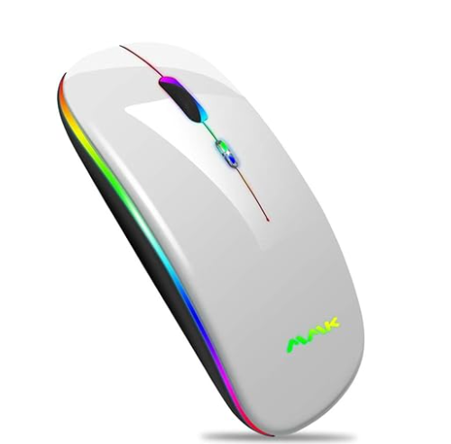 Wireless Bluetooth Mouse for Laptop, Rechargeable Mouse 2.4G USB Optical Wireless Mouse, LED Slim Dual Mode(Bluetooth 5.0 and 2.4G) Wireless for Laptop, PC, Mac OS, Android, Windows(Silver) 
