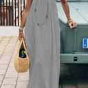 Womens Summer Casual Sleeveless Backless Cami Sundress 2026 Vacation House Dress (Gray, M)