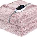 SEALY Electric Blanket Heated Throw 50"x60" Soft Double Sherpa Super Cozy with 6 Fast Heating Levels & 2-10 Hours Auto-Off, Over-Heat Protection, Machine Washable, Rust Red