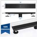 Neodrain 18-Inch Black Linear Shower Drain with Removable Quadrato Pattern Grate,Professional 304 Stainless Steel Rectangle Shower Floor Drain Manufacturer,Leveling Feet,Hair Strainer,Matte Black