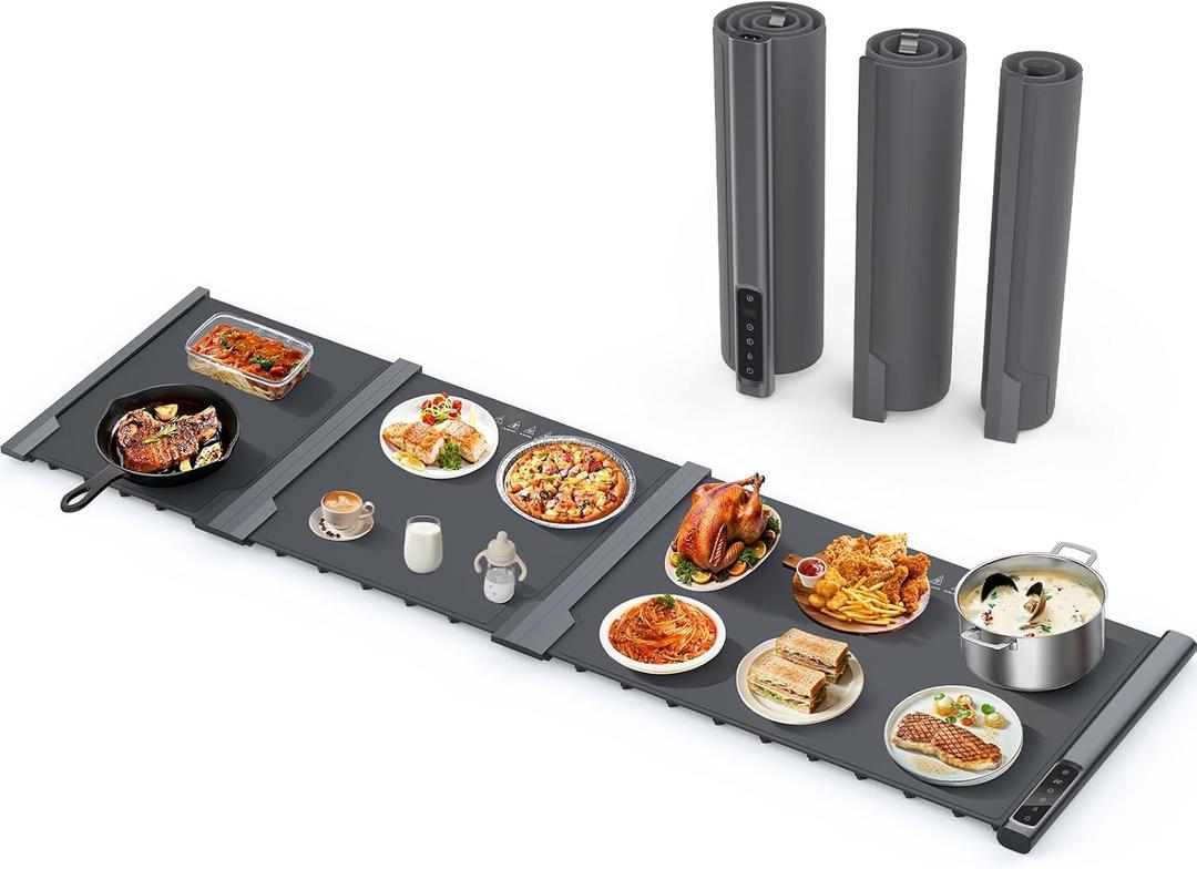 Expandable Warming Mat for Food, 54" x 16" Extra Long Electric Warming Tray with 7 Temp & 6H Timer, Portable Food Warmer for Parties Buffet, Mothers Day Kitchen Gifts for Mom Hosts