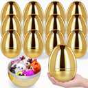 MGparty Jumbo Golden Easter Eggs 6 Inch 6 Pcs Fillable Large Plastic Empty Gold Easter Eggs Bulk for Easter Egg Hunt Basket Stuffers Party Favors and Decorations
